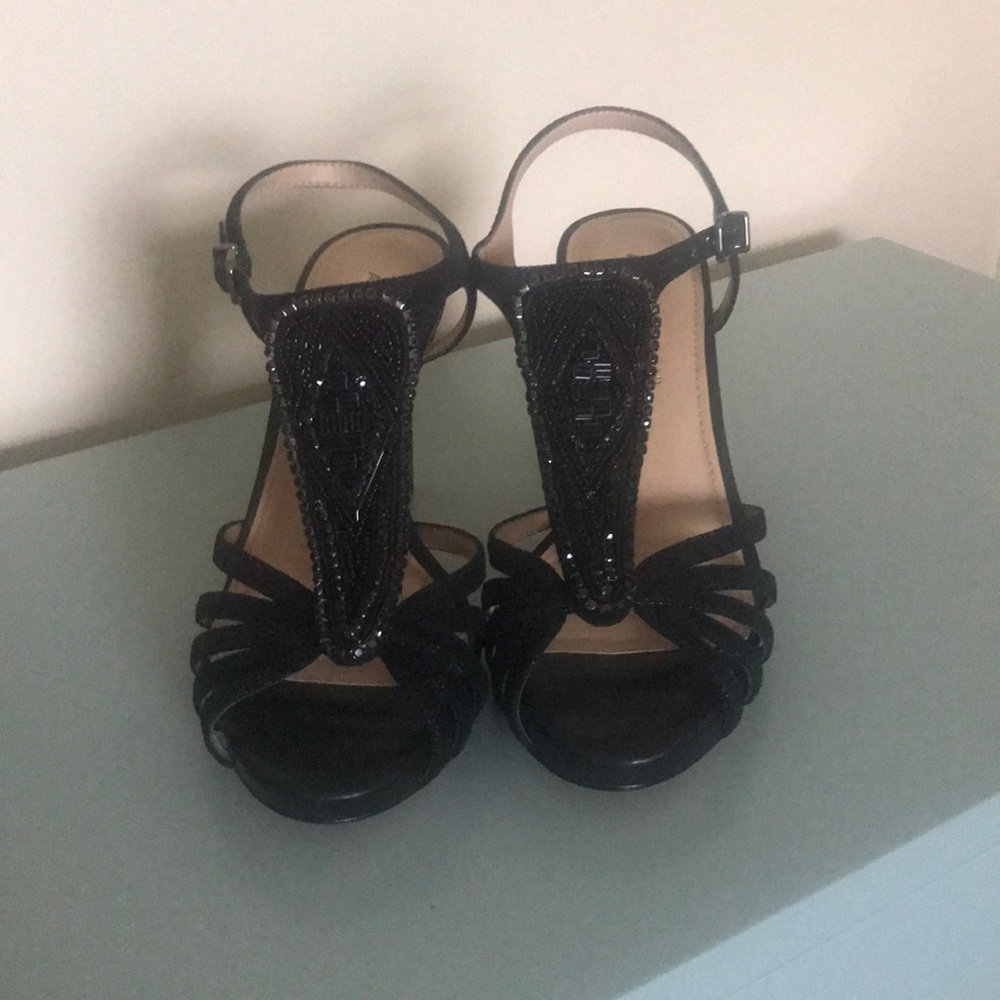 Antonio Melani Black jeweled openntoe sandals